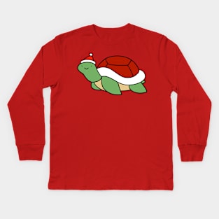 Santa Hat Turtle Kids Long Sleeve T-Shirt